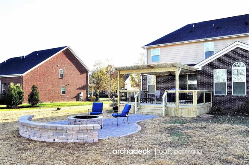 open porch and custom hardscape